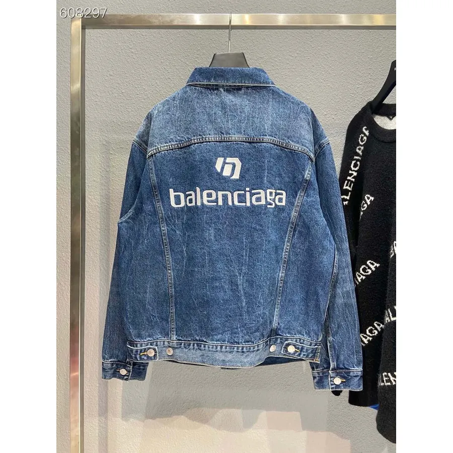 Balenciaga Jaqueta Jeans Oversized Coleção Primavera/verão 2022, Azul/branco