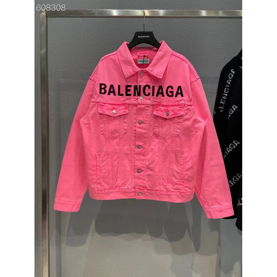 Balenciaga Jaqueta Jeans Oversized Coleção Primavera/verão 2022, Rosa/preto