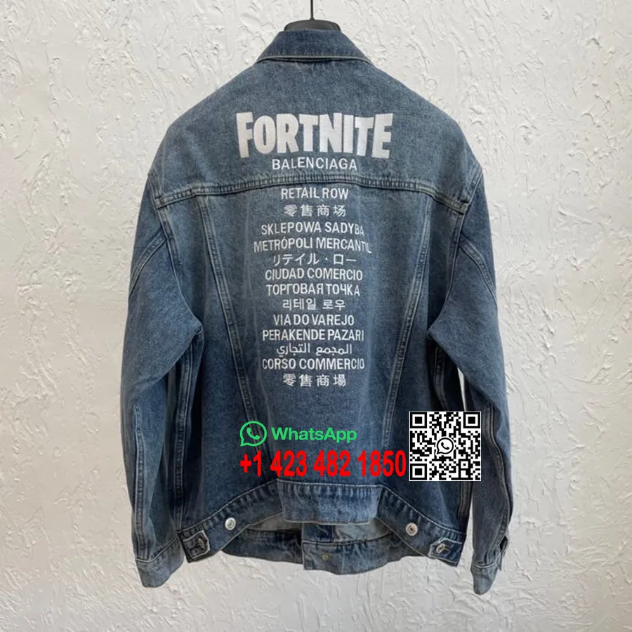 Balenciaga Fortnite Oversized Denim Jakna Kolekcija Pomlad/poletje 2022, Modra/bela