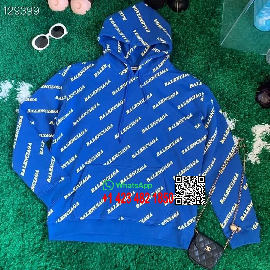 Balenciaga Logo Sudadera Con Capucha Unisex Colección Otoño/invierno 2020, Azul/amarillo