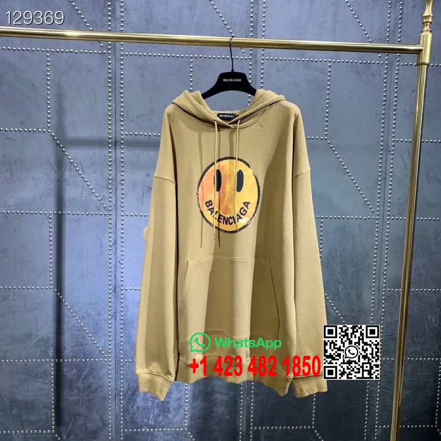 Balenciaga Smiley Face Sudadera Con Capucha Unisex Colección Otoño/invierno 2020, Tostado