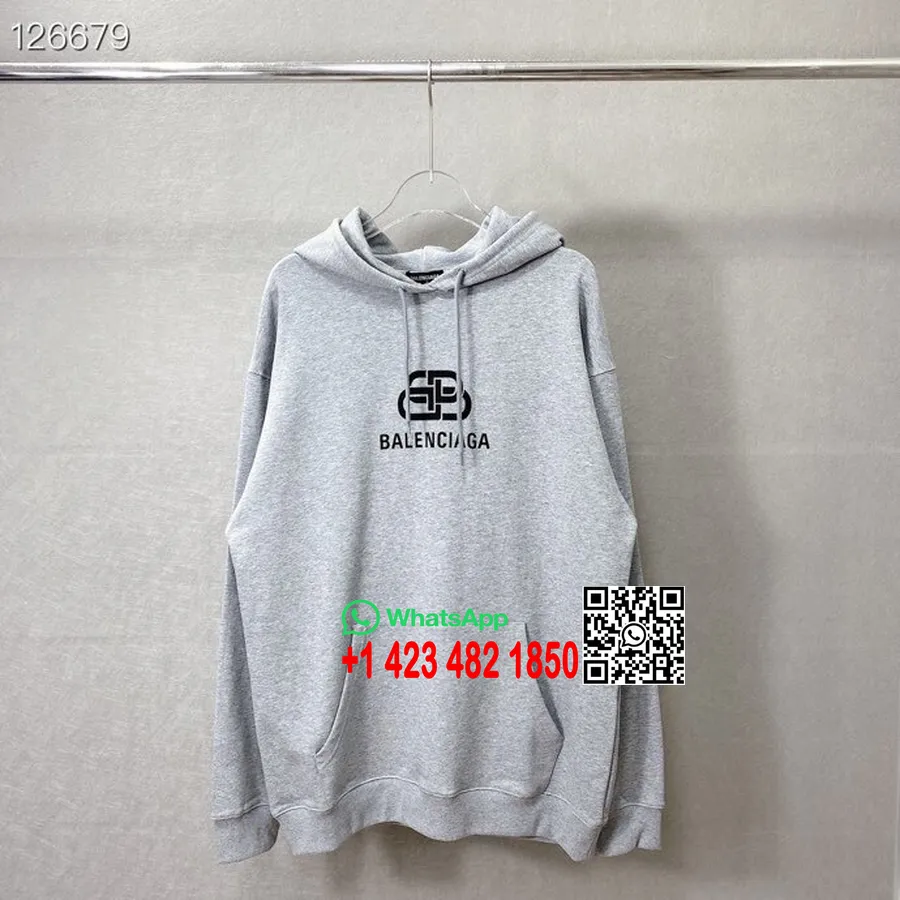 Balenciaga Sweat à Capuche Oversize En Coton Avec Logo Bb Collection Unisexe Automne/hiver 2020, Gris