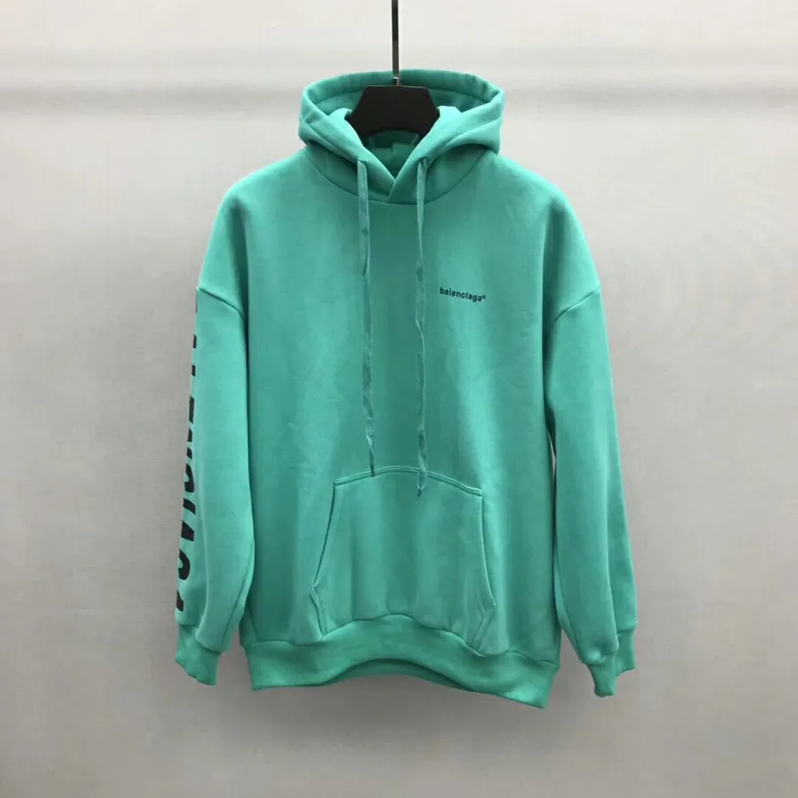 Balenciaga Oversized Hoodie Met Verticaal Logo Herfst/wintercollectie 2019, Mint