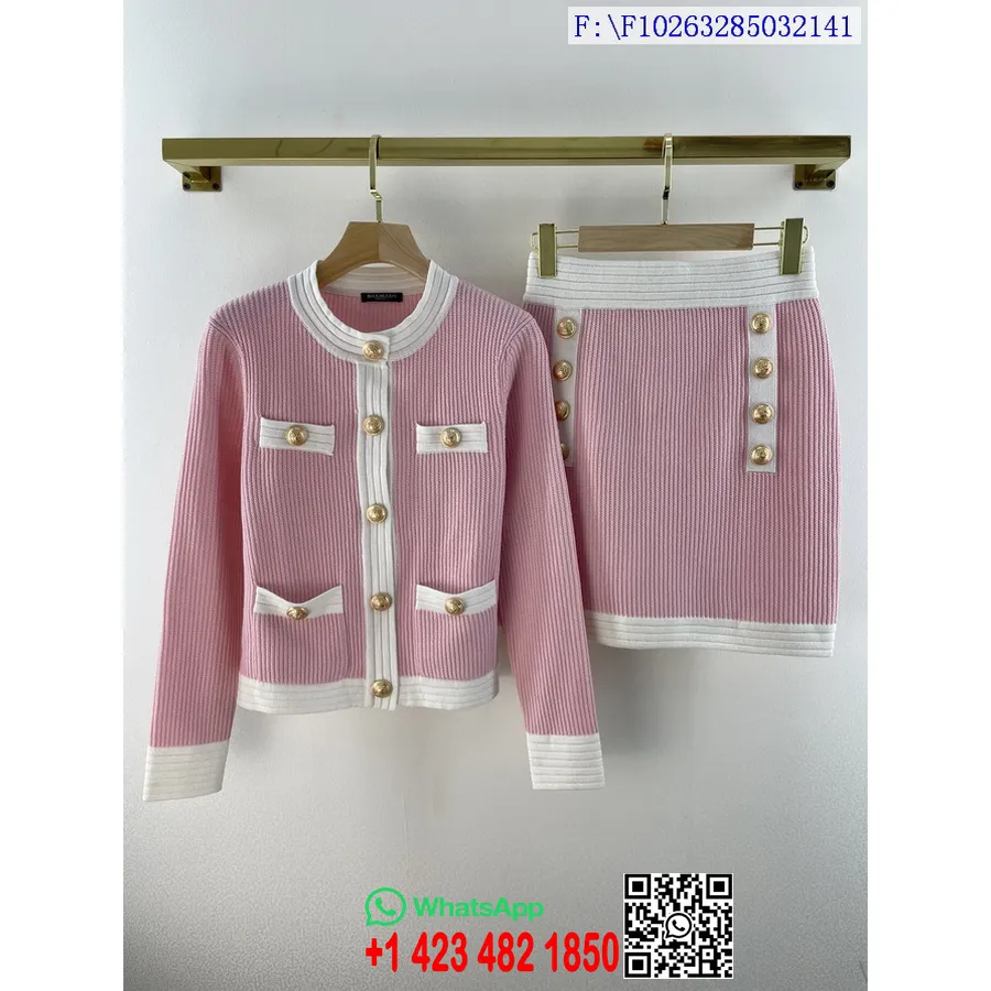 Balmain Conjunto De Chaqueta Y Falda Colección Otoño/invierno 2021, Rosa