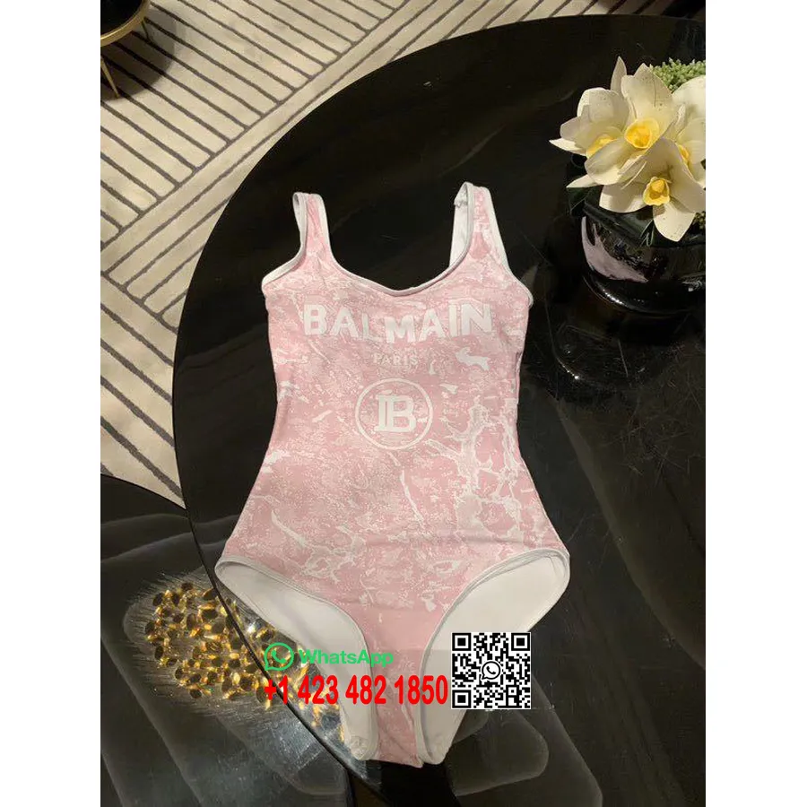 Balmain Bañador De Una Pieza Estampado Colección Primavera/verano 2020, Rosa