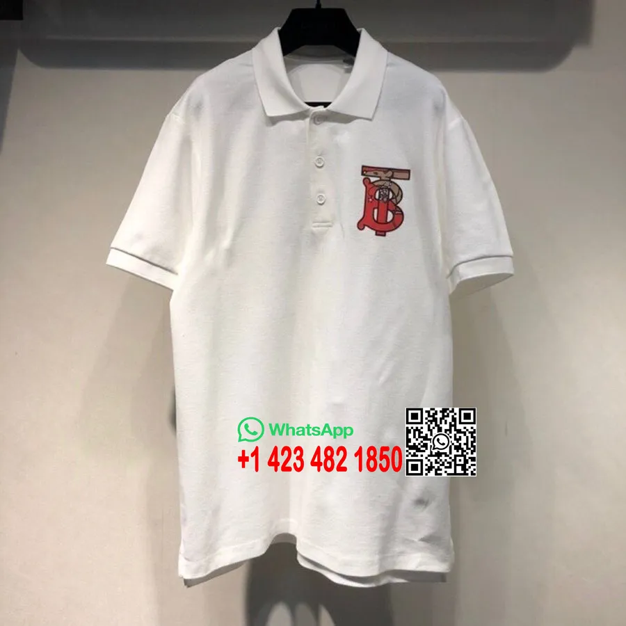 Burberry Polo Oversize Da Uomo Con Logo Tb, Collezione Primavera/estate 2020, Bianca