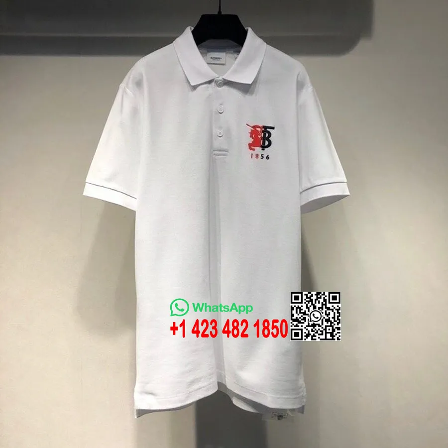 Burberry Polo Oversize Da Uomo Con Logo Tb, Collezione Primavera/estate 2020, Bianca