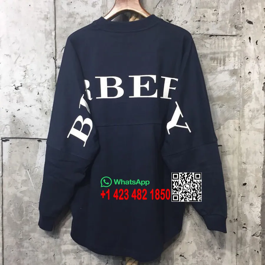 Felpa Burberry Battarni Girocollo In Jersey Con Logo Ricamato, Collezione Autunno/inverno 2018, Colore Nero