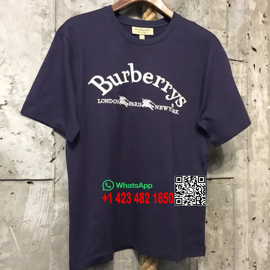 Koleksi Burberrys Print T-shirt Pria Musim Semi/Musim Panas 2018, Biru