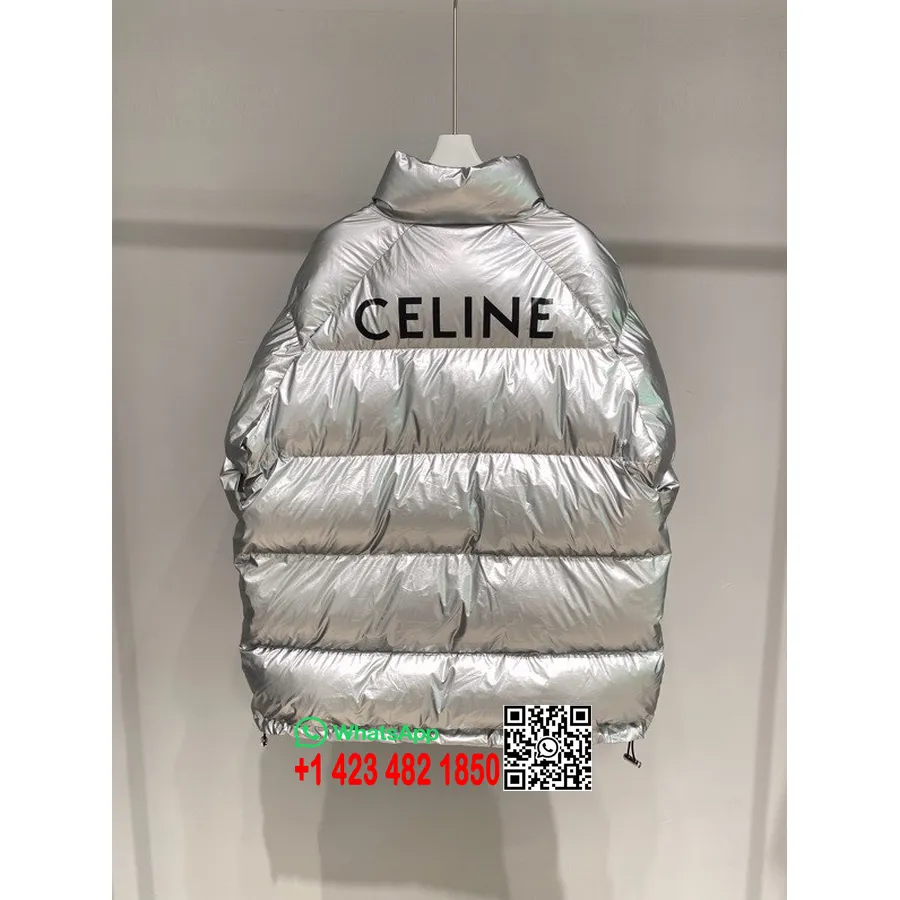 Celine Logo Oversize Kuş Tüyü Ceket İlkbahar/yaz 2022 Koleksiyonu, Gümüş