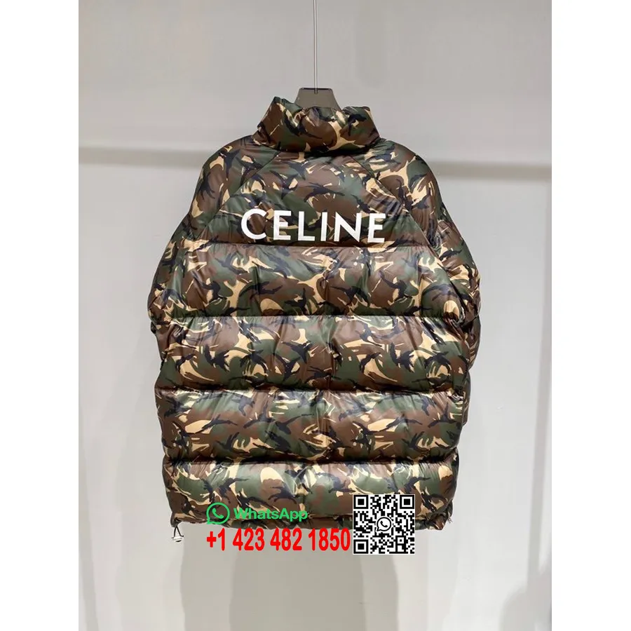 Celine Logo Oversize Kuş Tüyü Ceket İlkbahar/yaz 2022 Koleksiyonu, Asker Yeşili Yorgunluk