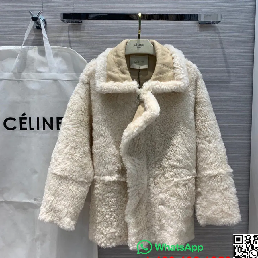 Abrigo Celine Con Forro De Piel De Cordero Y Lana De Oveja Merino Colección Otoño/invierno 2019, Crema/beige