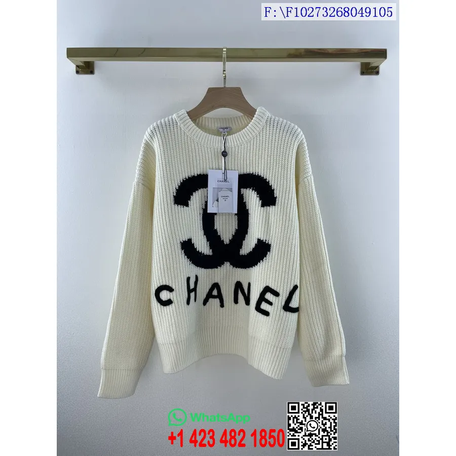 Chanel Cc Logo Oversized Ullgenser Høst/vinter 2021 Kolleksjon, Krem