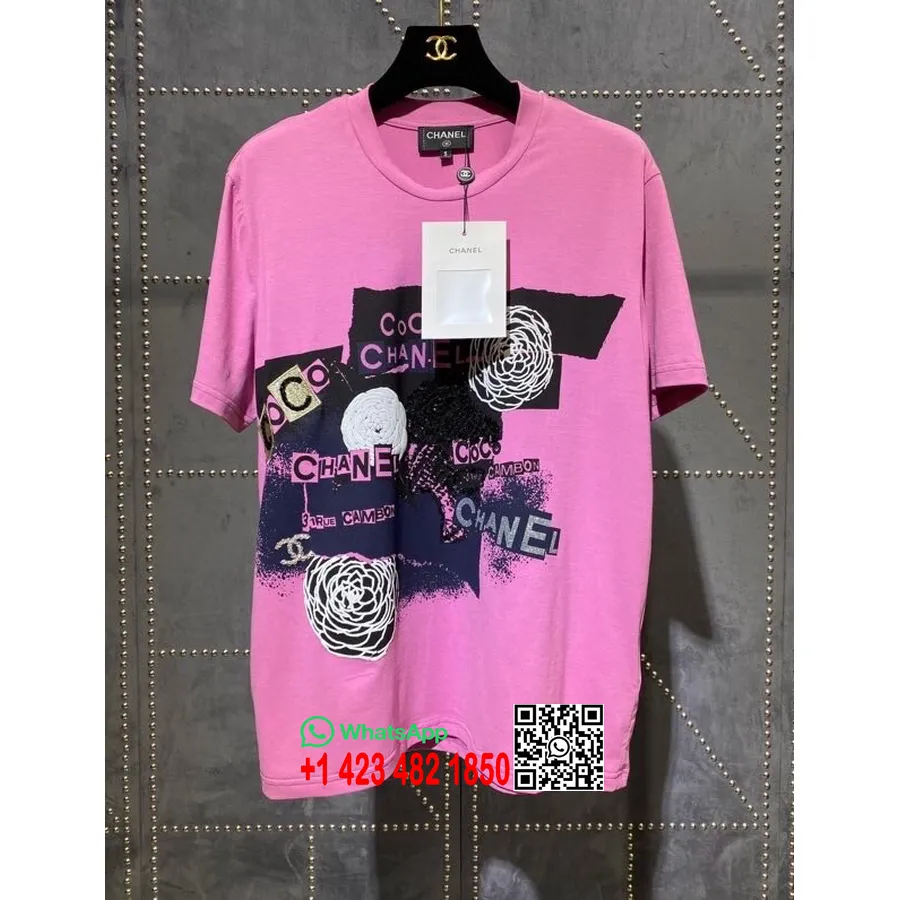 Chanel Camiseta Gráfica Con Motivo Coco Suéter De Mujer Colección Otoño/invierno 2020, Rosa