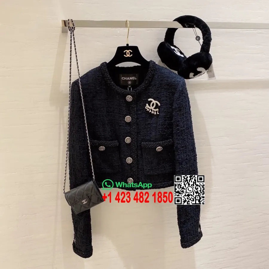 Chaqueta De Tweed Chanel Para Mujer Colección Otoño/invierno 2020, Negro