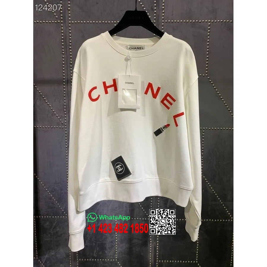 Chanel Logo Dames Pullover Sweatshirt Herfst/winter 2020 Collectie, Wit/rood