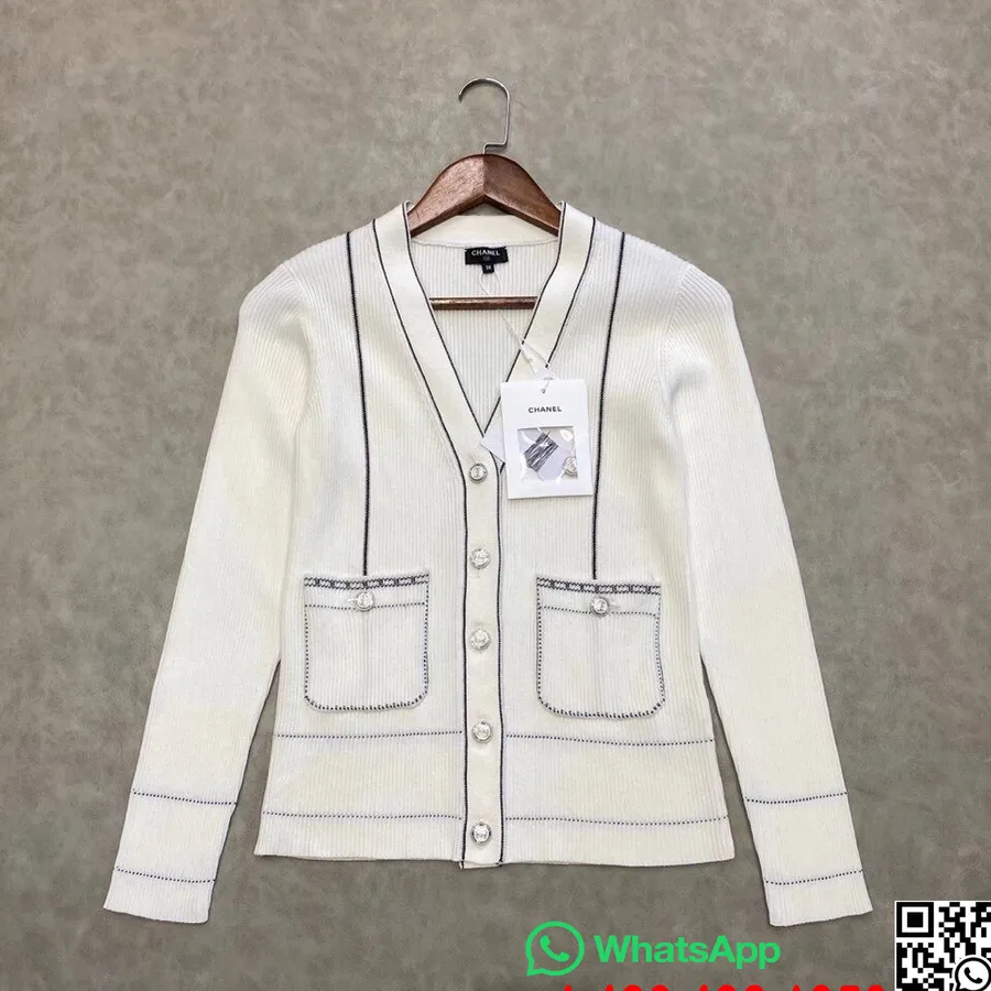 Chanel Camisa Cárdigan De Punto De Canalé Colección Otoño/invierno 2020, Blanco