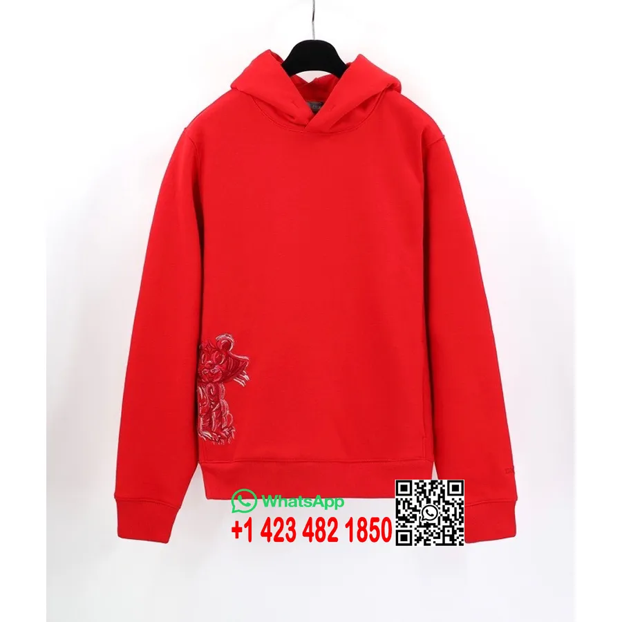 Christian X Dior Kenny Scharf Tijger Oversized Trui Met Lange Mouwen En Capuchon Collectie Lente/zomer 2022, Rood