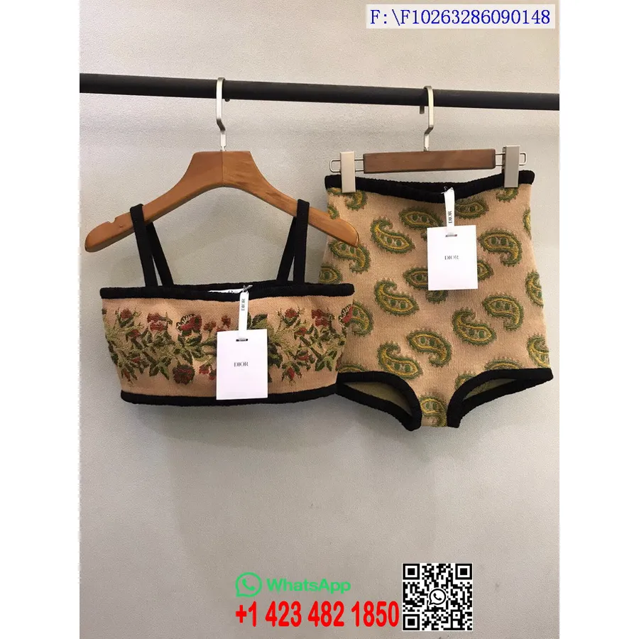 Christian Dior Ull Bikini Og Underdeler Paisley Print Sett Høst/vinter 2021 Kolleksjon, Oransje