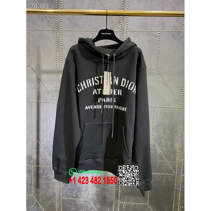 Christian Dior Atelier Gráfico Sudadera Con Capucha Unisex Colección Otoño/invierno 2020, Negro