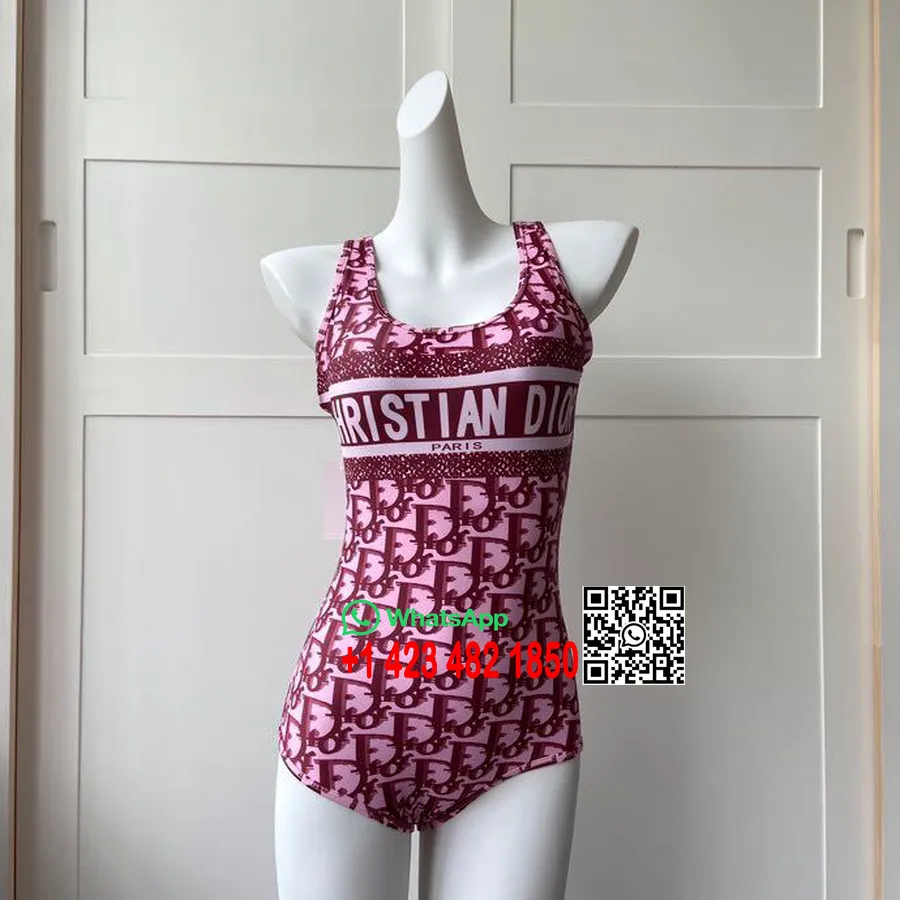 Christian Dior Cd Logó Egyrészes Bikini Fürdőruha 2020 Tavaszi/nyári Kollekció, Piros/fehér