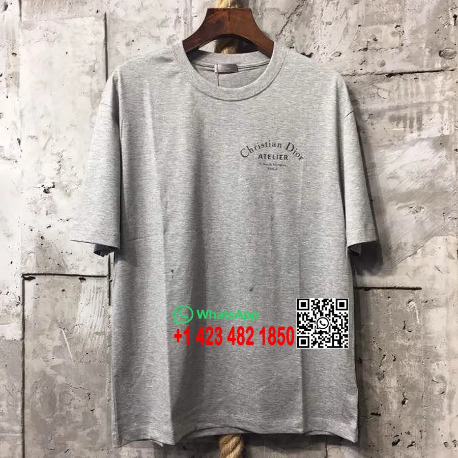 T-shirt Con Stampa Christian Dior Atelier Da Uomo, Collezione Primavera/estate 2018, Grigia