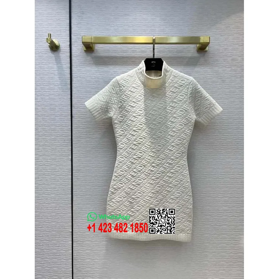 Fendi X Skims Vestido De Punto En Relieve Colección Otoño/invierno 2021, Blanco