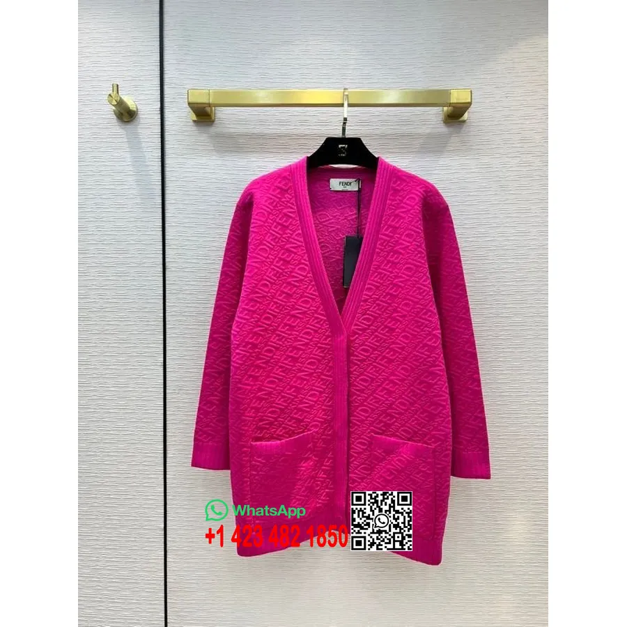 Fendi X Skims Preget Strikk Cardigan Høst/vinter 2021 Kolleksjon, Rosa