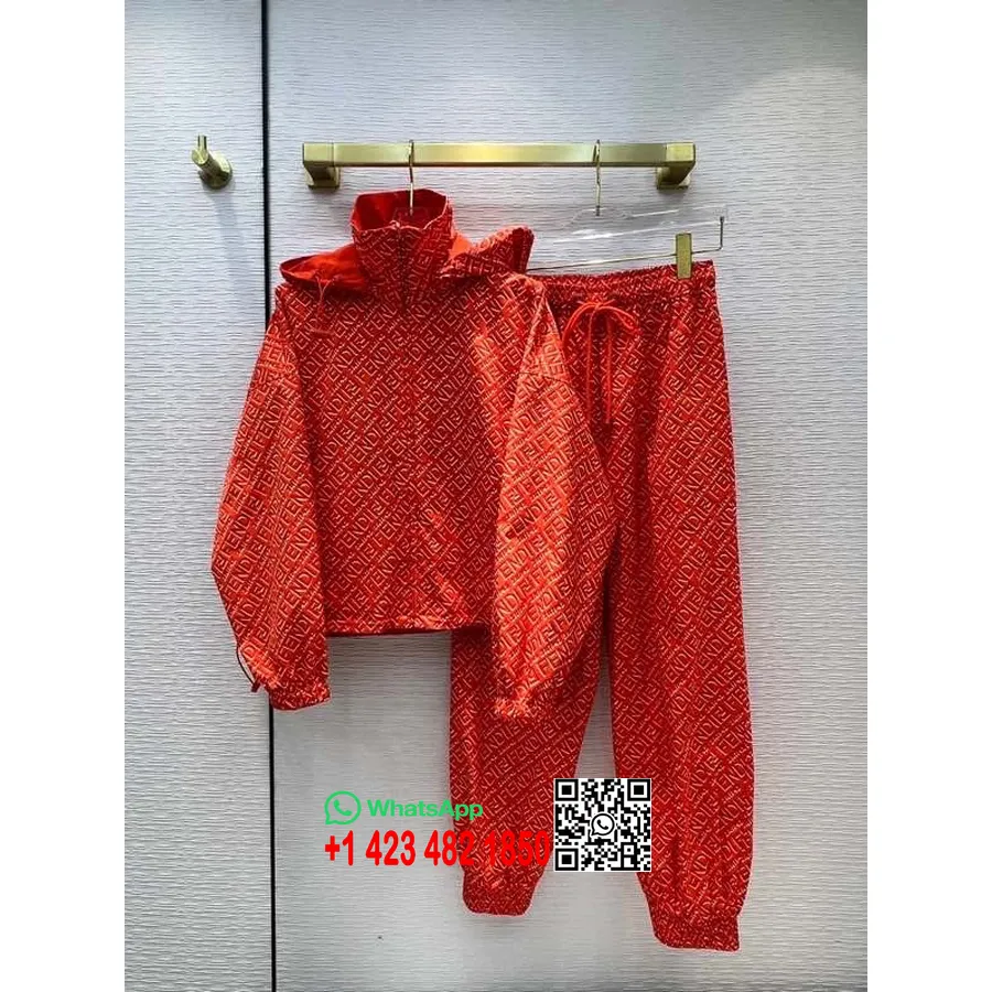 Fendi x SKIMS Windbreaker Tracksuit Set Fall/Winter 2021 Collection, Red Orange