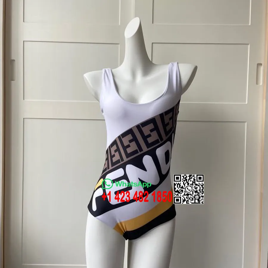 Fendi X Fila One Piece Bikini Badedragt Forår/sommer 2020 Kollektion, Sort/gul