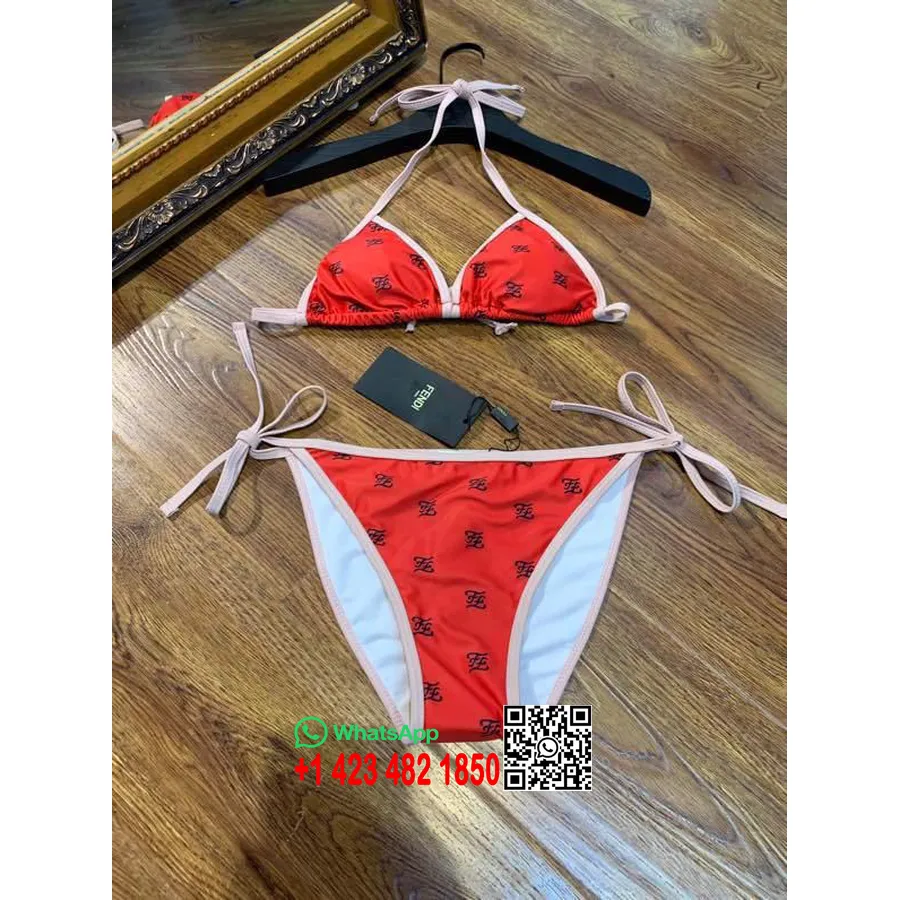 Bañador De Dos Piezas Fendi Karligraphy Colección Primavera/verano 2020, Rojo