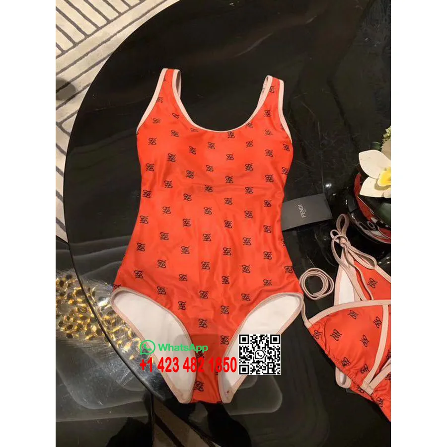 Bañador De Una Pieza Fendi Karligraphy Colección Primavera/verano 2020, Rojo