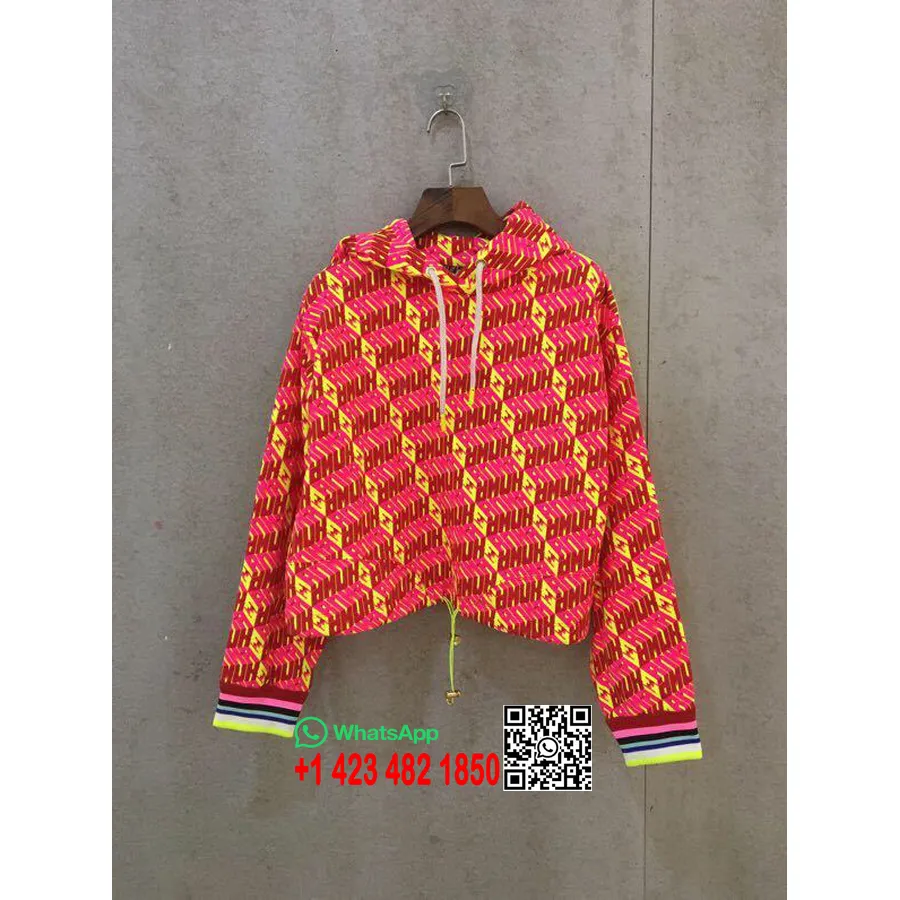 Fendi Roma Amor Sweat Court à Capuche Collection Automne/hiver 2019, Rouge/jaune