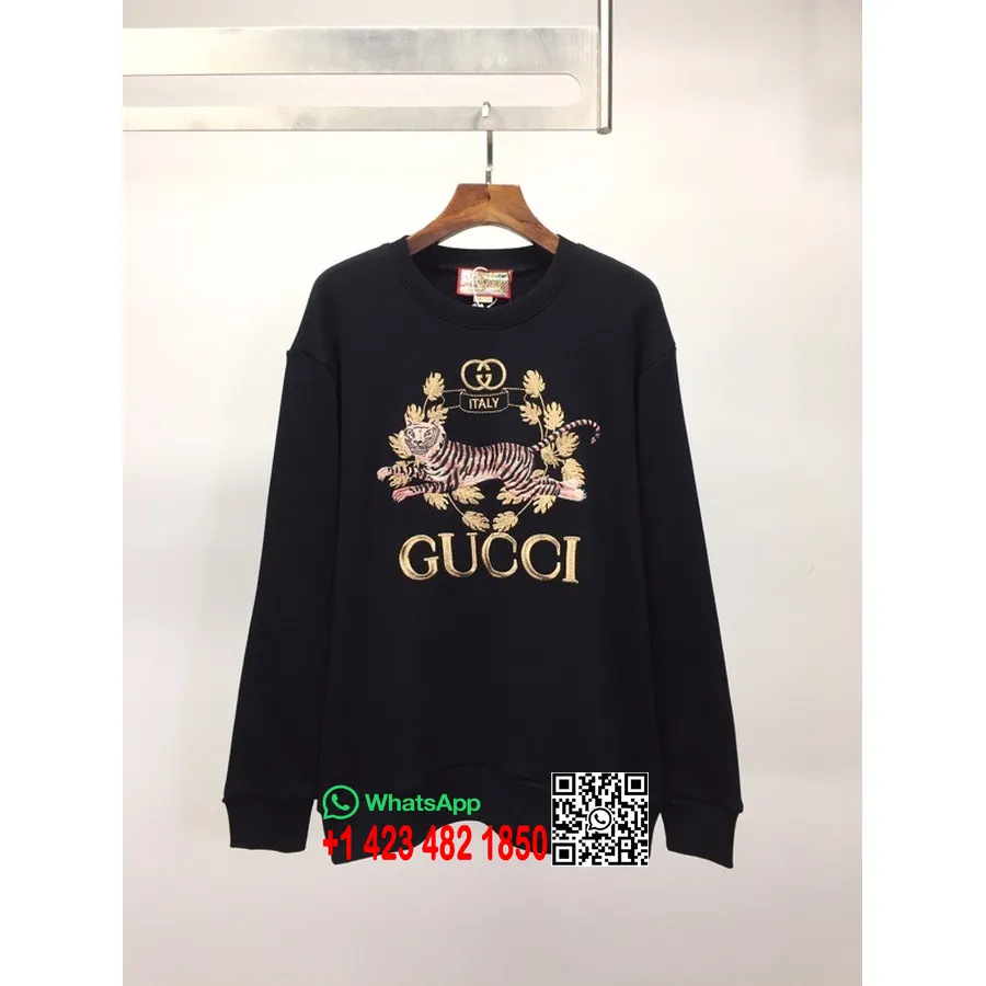 Gucci Tiger Lunar New Year Pullover Hettegenser Genser Vår/sommer 2022 Kolleksjon, Svart