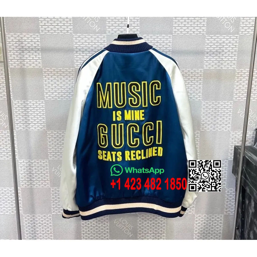 Gucci Music Is Mine 100 Duchesse Veste Homme Collection Automne/hiver 2021, Bleu/blanc