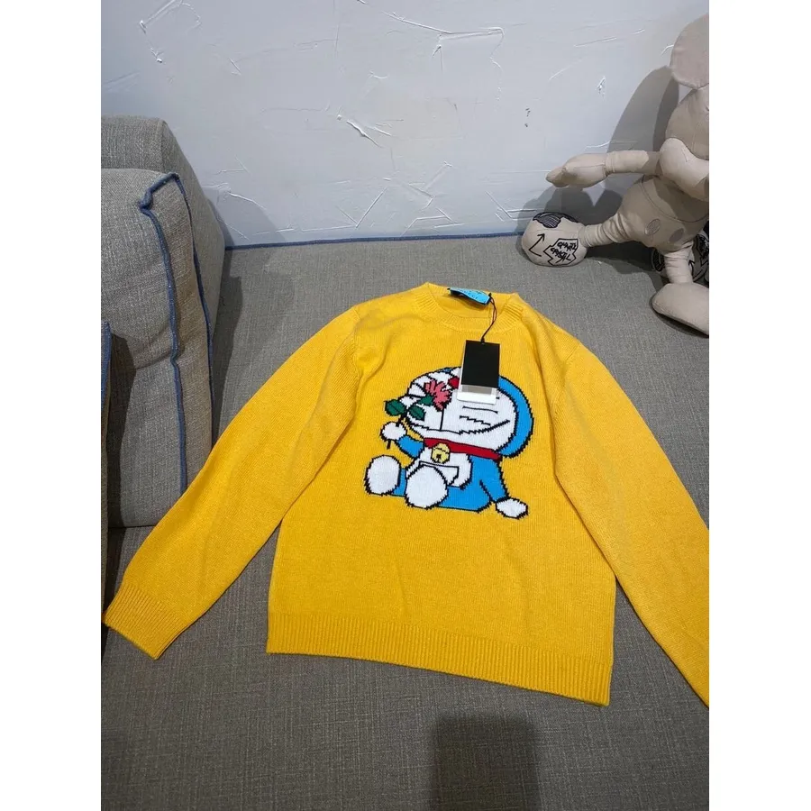 Pulover De Dama Din Lana Gucci X Doraemon Colectia Toamna/iarna 2020, Galben