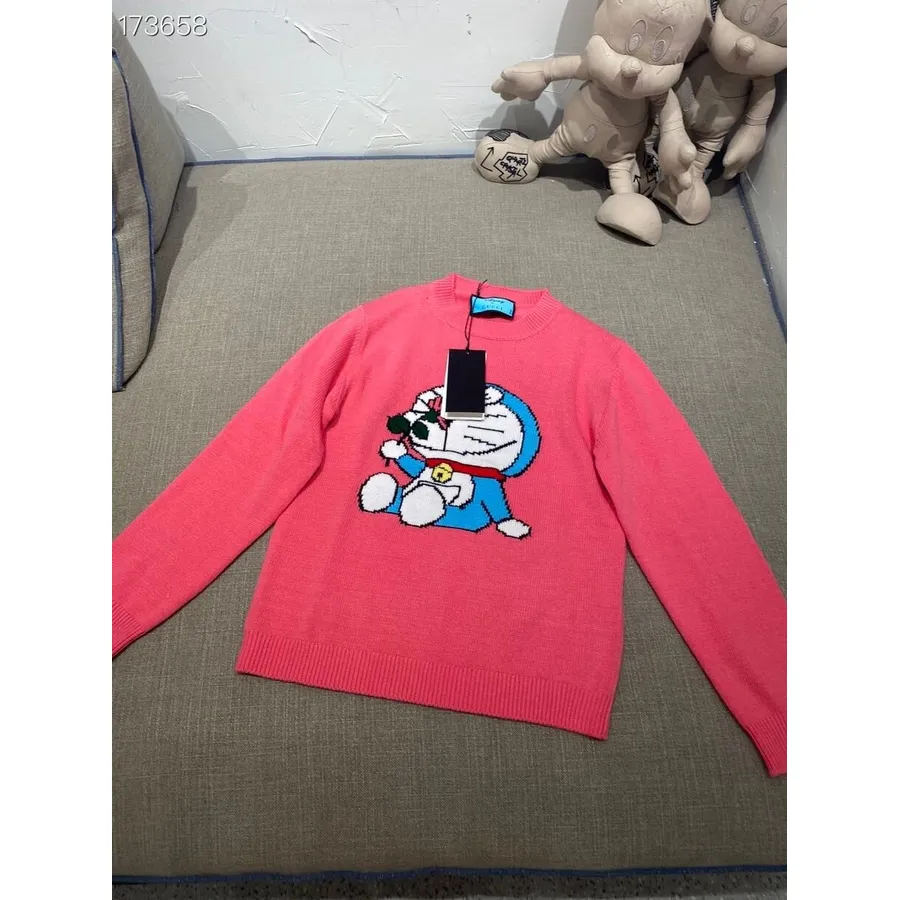 Suéter Feminino De Lã Gucci X Doraemon Coleção Outono/inverno 2020, Rosa