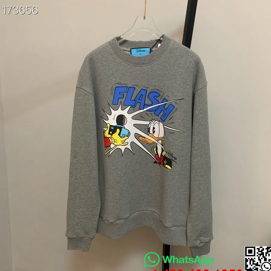 Gucci X Daffy Duck Amor Vivendi Sweat-shirt Brodé Oversize Unisexe Collection Automne/hiver 2020, Gris