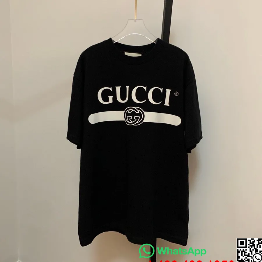 Gucci Logografisk Oversized T-skjorte Unisex Vår/sommer 2021-kolleksjon, Svart