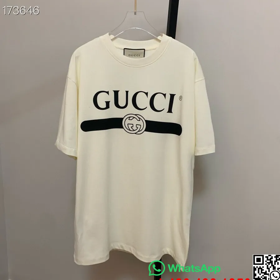 Gucci Logografisk Oversized T-skjorte Unisex Vår/sommer 2021-kolleksjon, Hvit