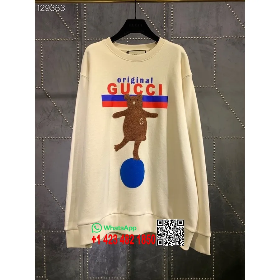 Jersey Unisex Con Motivo De Oso De Gucci Original Boutique Colección Otoño/invierno 2020, Blanco