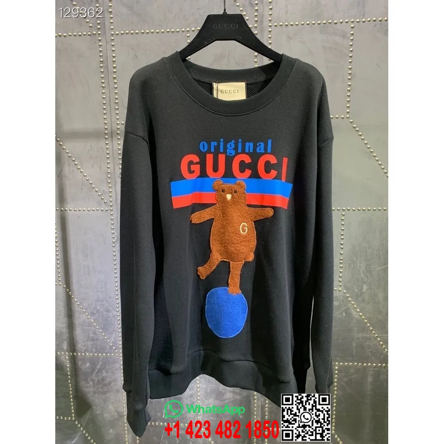 Jersey Unisex Con Motivo De Oso De Gucci Original Boutique Colección Otoño/invierno 2020, Negro