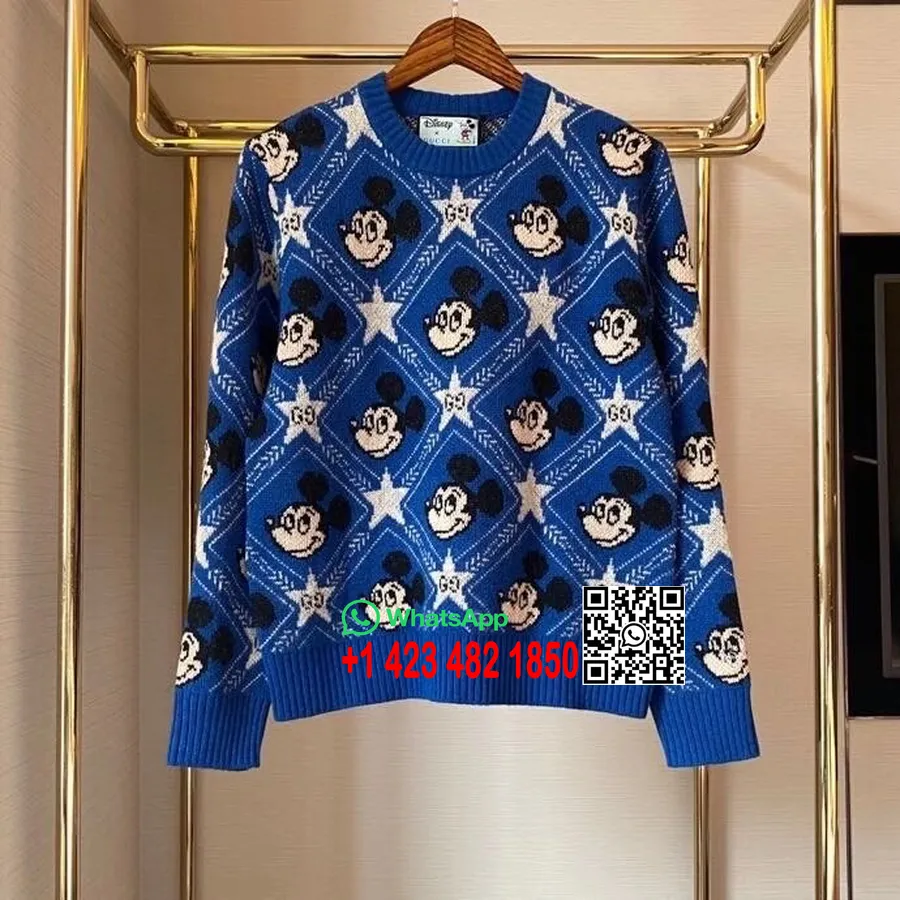 Gucci X Disney Wełniany Sweter Z Kolekcji Jesień/zima 2020, Niebieski