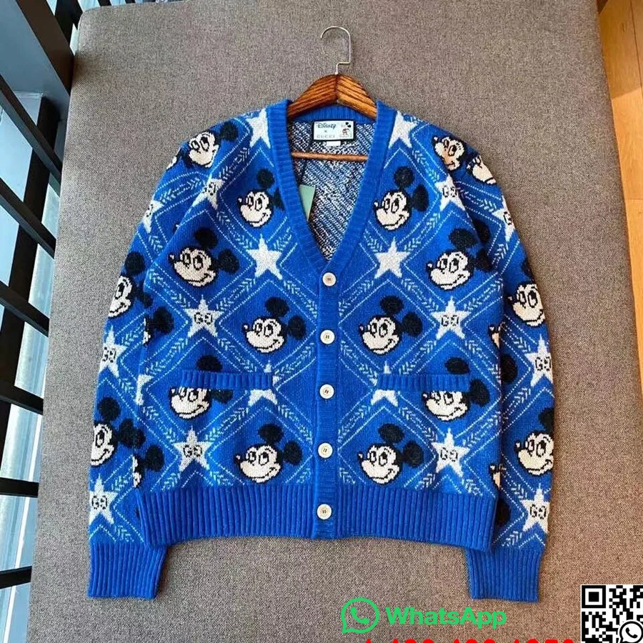 Gucci Kolekcia Disney Vlnený Cardigan Jeseň/zima 2020, Modrý