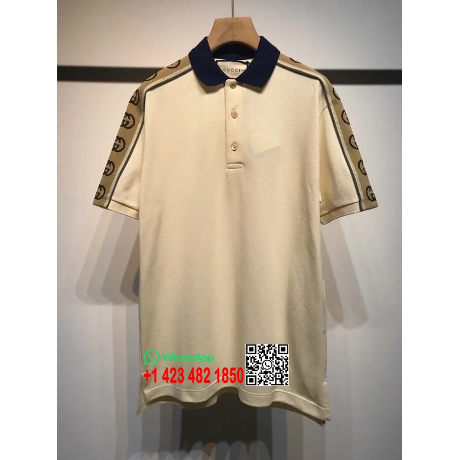 Gucci Gg Stripe Logo Polo T-shirt Homme Collection Printemps/été 2020 , Blanc