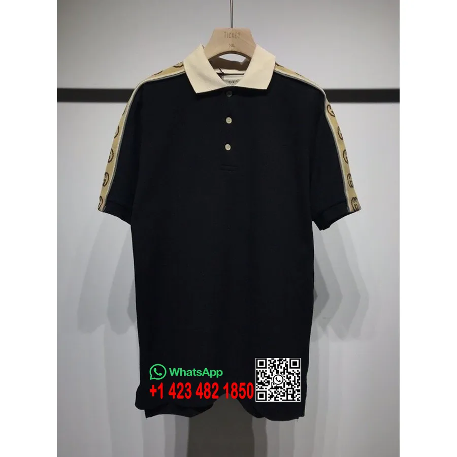 Gucci Gg Stripe Logo Polo T-shirt Homme Collection Printemps/été 2020 , Noir