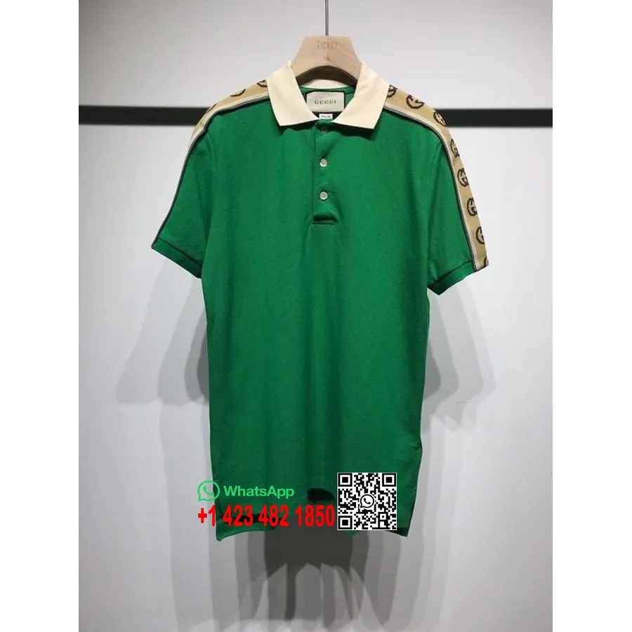 Gucci Gg Stripe Logo Polo T-shirt Homme Collection Printemps/été 2020 , Vert