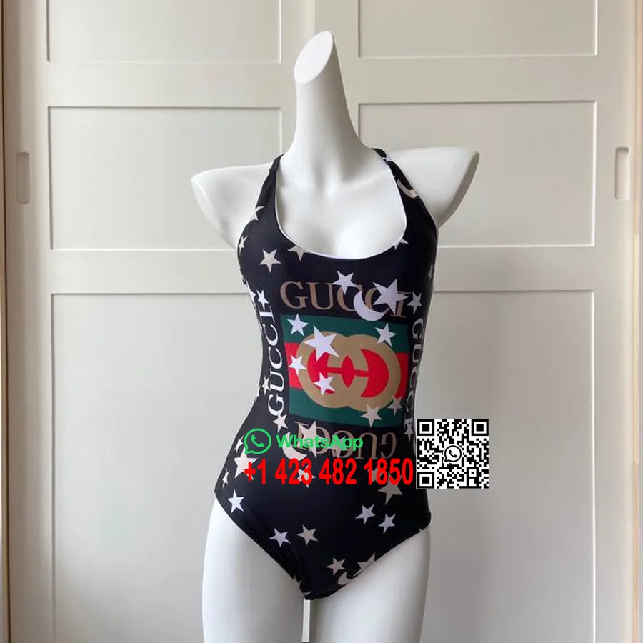 Bañador Gucci De Una Pieza Colección Primavera/verano 2020, Negro/estrellas