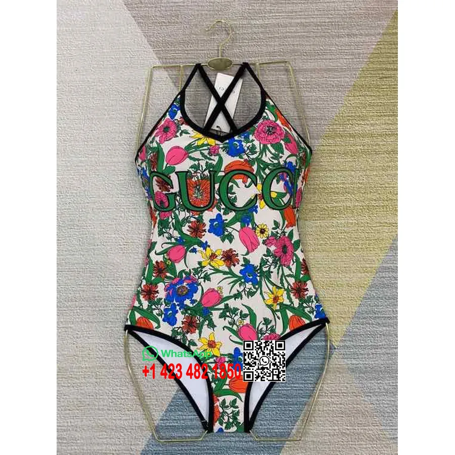 Gucci One Piece Motif Bunga Baju Renang Koleksi Musim Semi/musim Panas 2020, Hitam