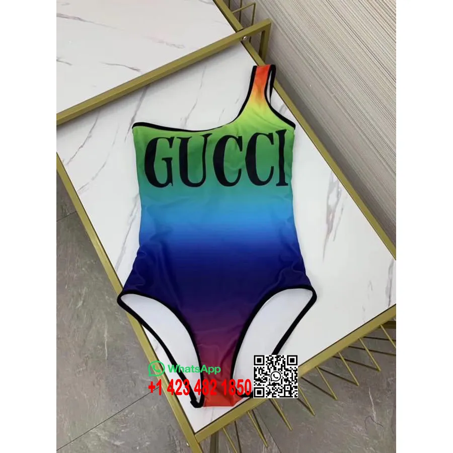 Gucci One Shoulder One Piece Bikini Baju Renang Koleksi Musim Semi/musim Panas 2020, Multiwarna